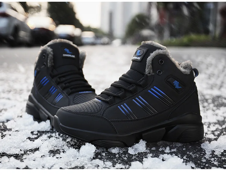 Зимние ботинки мужские уличные очень теплые зимние ботинки Водонепроницаемая Нескользящая теплая спортивная обувь на шнуровке мужские рабочие ботинки на меху
