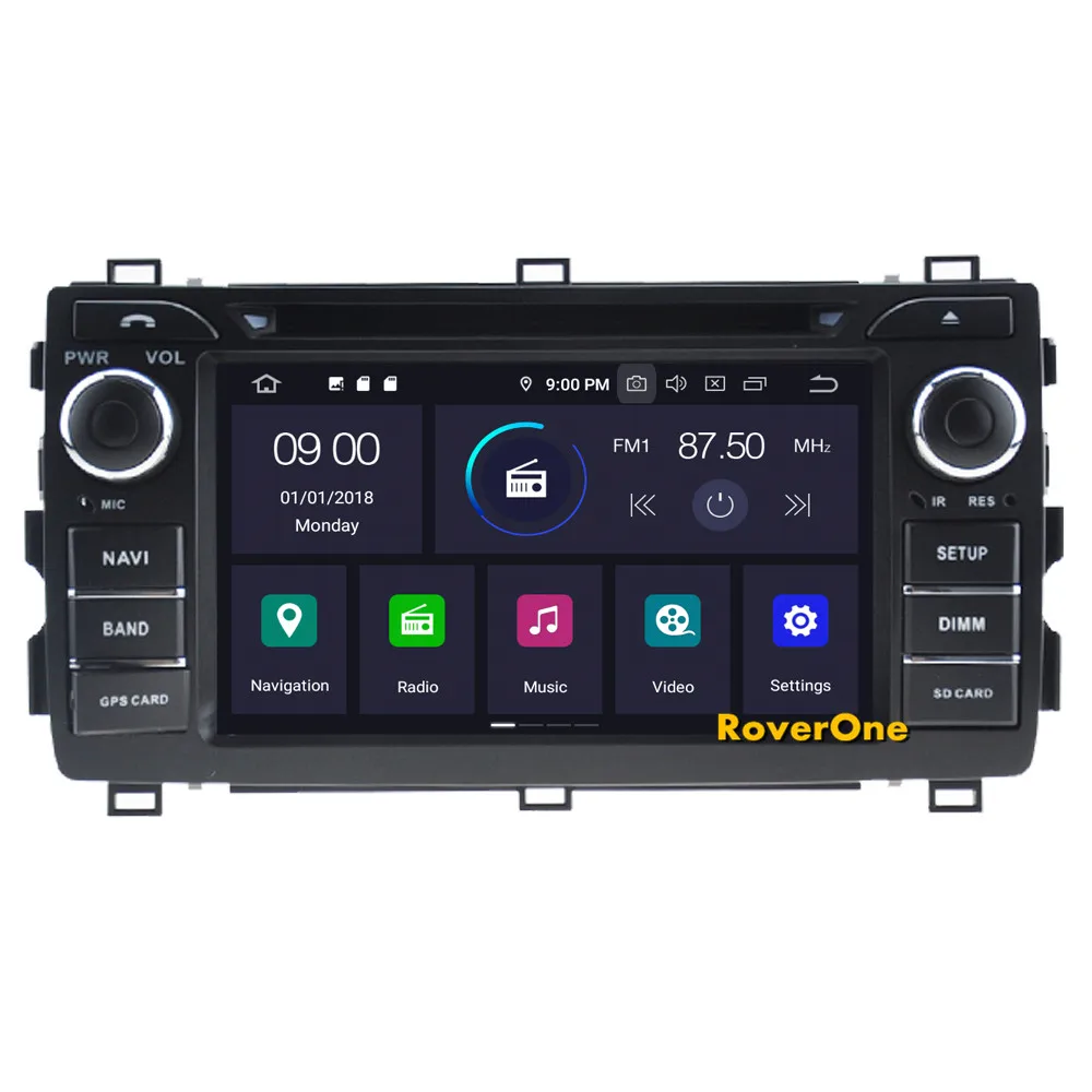 Perfect RoverOne Car Multimedia Player For Toyota Auris E180 2013 - 2018 Android 9.0 4G+64G Radio DVD GPS Navigation Sat Navi Multimedia 3