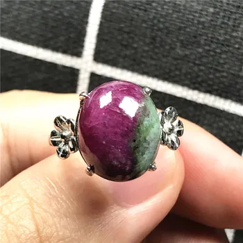 

14x11mm Top Natural Ruby Zoisite Ring Silver Sterling Jewelry For Woman Lady Man Crystal Beads Stone Adjustable Size Ring AAAAA