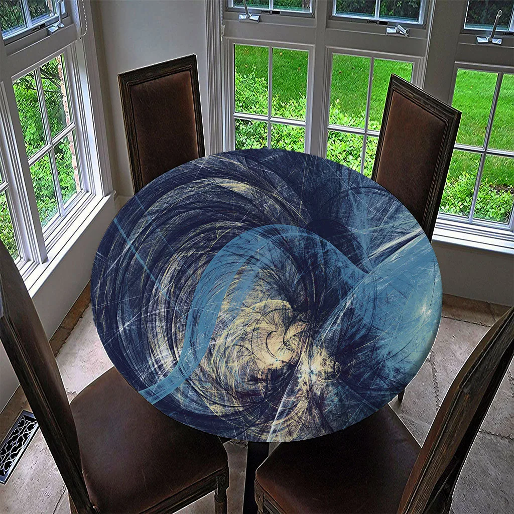 Waterproof Table Cover Fitted Tablecloth Round 55' Moisture-proof Reusable