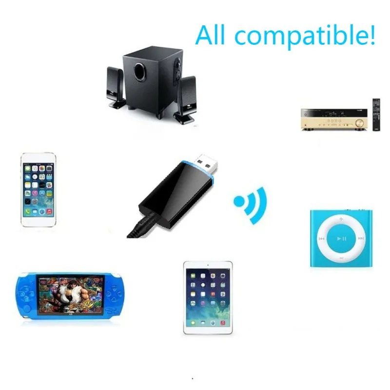 Мини Портативный USB Bluetooth приемник 3,5 мм AUX аудио порт беспроводной ключ адаптер для автомобиля ПК ноутбук