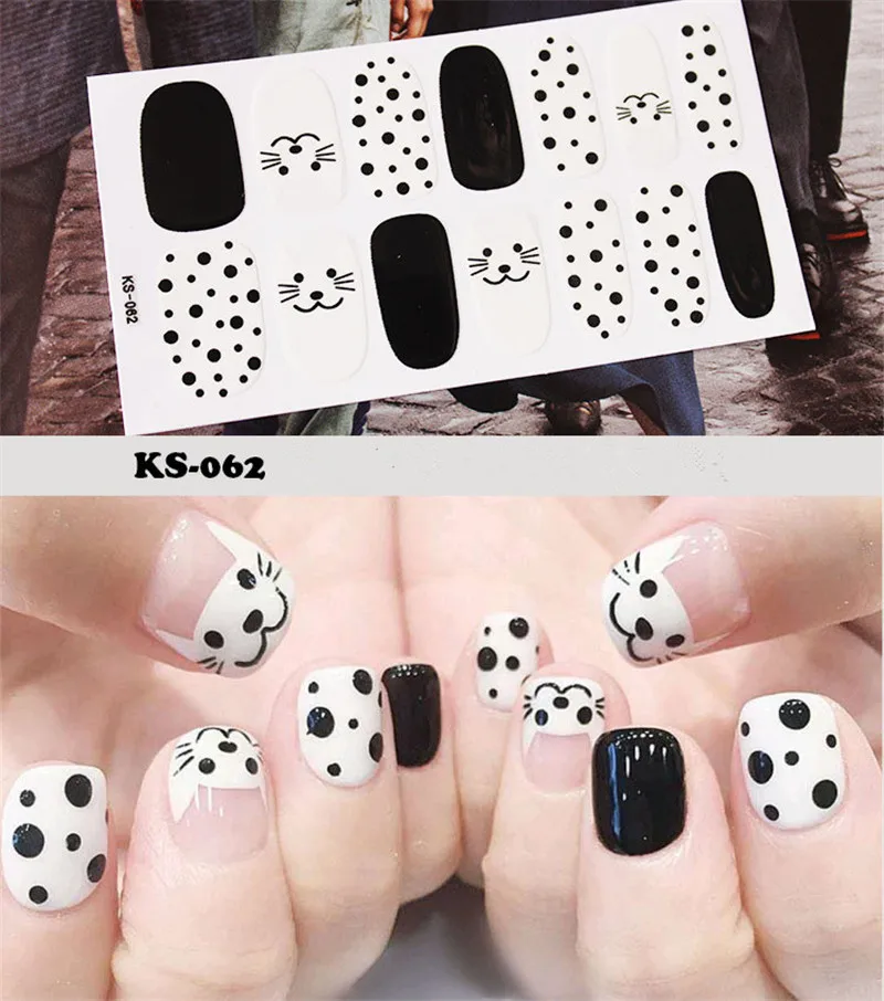 KS062 14 шт./компл. Цвета ногтей Стикеры s DIY Nail Art Наклейки плотная Стикеры s самостоятельно аппарат для крепления на гвоздях и Стикеры Обертывания украшения для Красота - Цвет: KS062