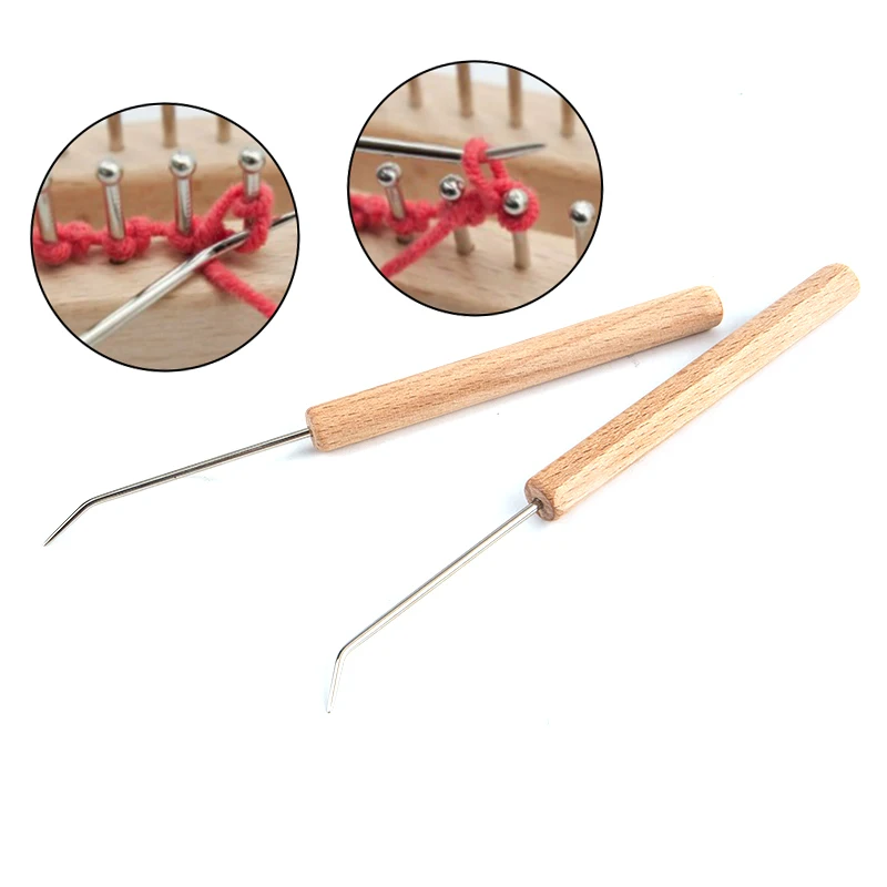 Bending Needle 2Pcs 15cm Solid Wood Wooden Knitting Loom Hook DIY Tools Sewing Crochet Fittings crochet hooks knitting loom