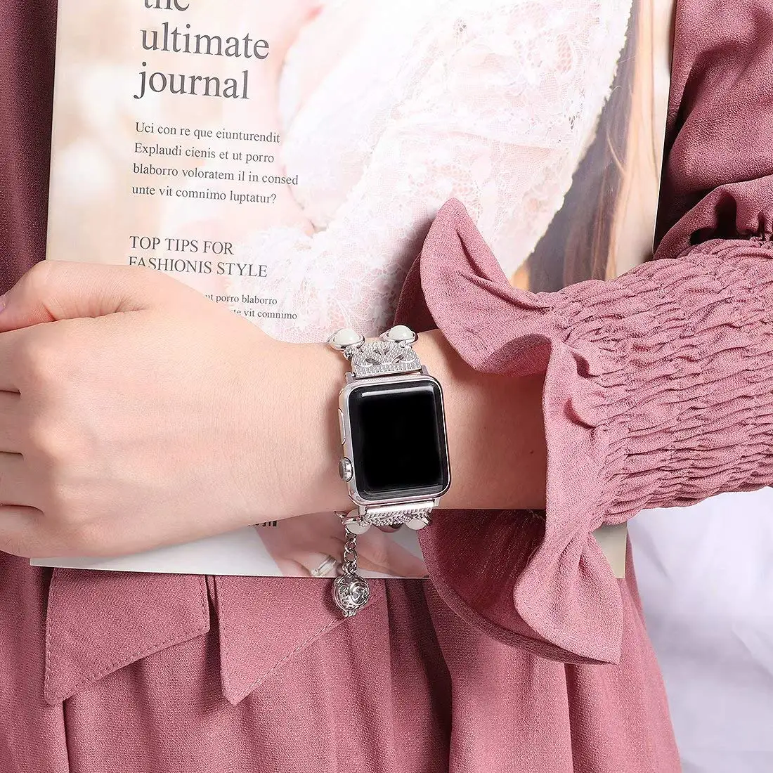 KeBitt ремешок для apple watch band, регулируемый браслет ночной светящийся жемчужный браслет для iwatch с духами Подвеска для хранения женщин