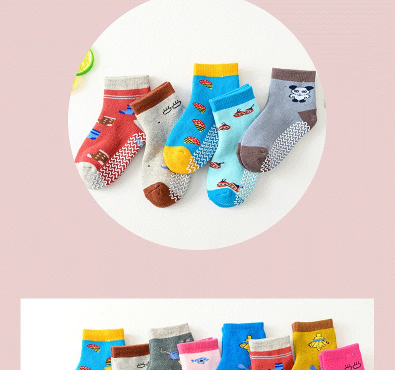 Детские носки новинка зимы,, 80% хлопок, нескользящий, с рисунком, плотный носок, для детей от 0 до 7 лет, для девочек и мальчиков, 6 пар