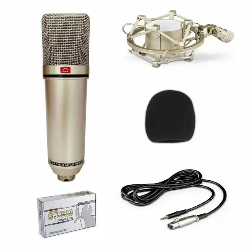 All Metal Condenser Microphone Kit with Arm Stand Pop Filter Metal Shock Mount Professional Recording Microphone For Podcast gaming microphone Microphones