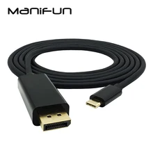 USB C 3,1 tipo C a DisplayPort DP adaptador de puerto de pantalla compatible con 4K macho a macho HDTV Cable Convertidor para Apple Macbook proyector(China)