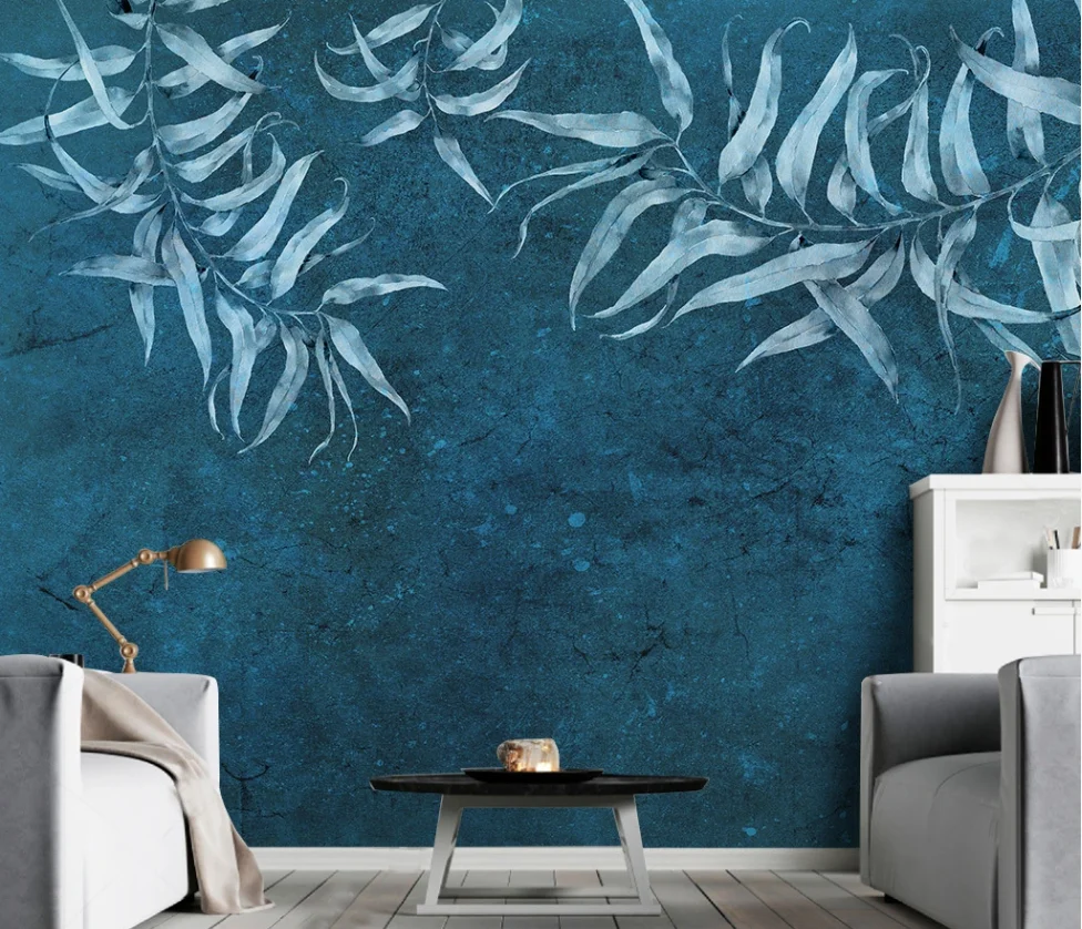 

XUE SU Custom wallpaper mural Nordic simple small fresh green leaf style background wall