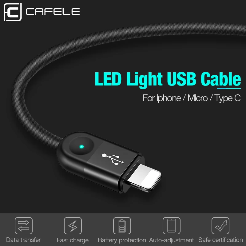 CAFELE USB кабель для iPhone кабель usb type C 3A Быстрая зарядка USB C type-C кабель для зарядки телефона 130 см