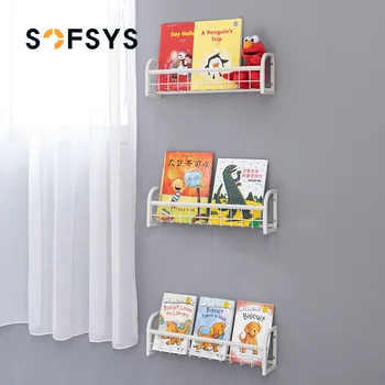 

Children Wall Mounted Bookshelves Rack Space-saving Books Picture Books Rack Kindergarten Baby Simple Wrought Iron Bookshelves