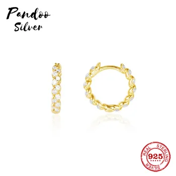 

Pandoo Fashion Charm Sterling Silver Original 1:1 Copy,Yellow Silver Soleil Small Hoop Luxury Earrings Jewelry Gift For Female