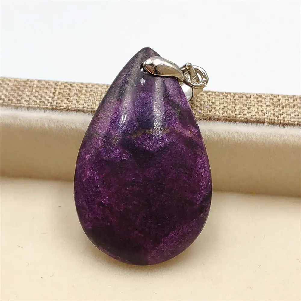 Натуральный фиолетовый сугилит подвеска в виде капли воды Прозрачный камень для женщин и мужчин подарок 30x19x7 мм модное ожерелье кулон AAAAA