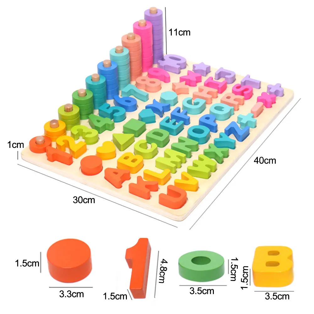 6-в-1 детей деревянный монтессори игрушка Дети рассчитывать с принтом в виде цифр и надписей познавательный, на поиск соответствия детское