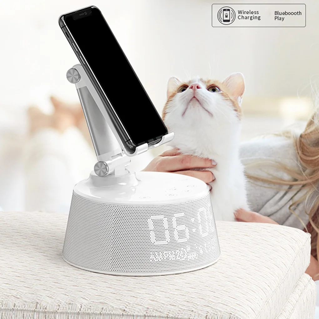 

4-in-1 Bluetooth Speaker 4400mAh Multifunction Alarm Clock Wireless Loudspeaker Smartphone Charger