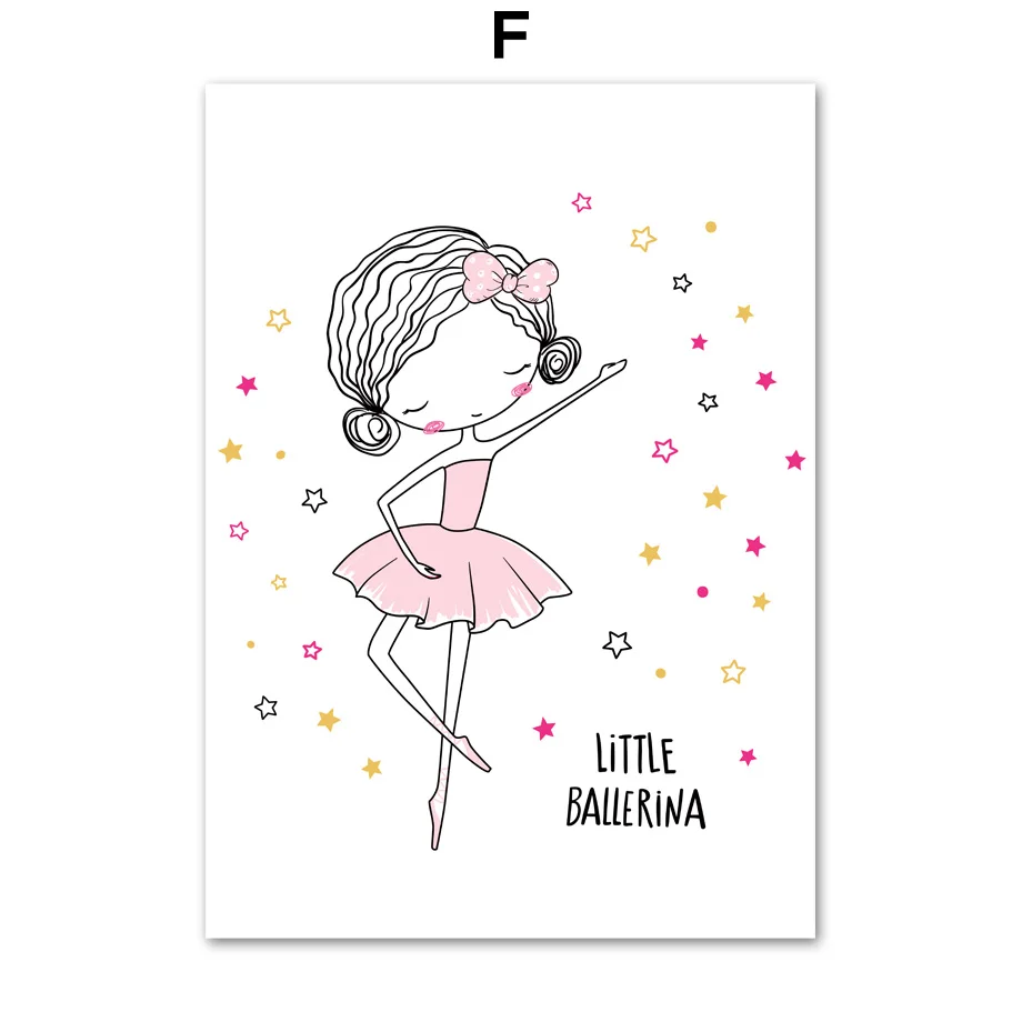 Cartoon-Pink-Princess-Girl-Nordic-Posters-And-Prints-Wall-Art-Canvas-Painting-Wall-Pictures-Kids-Baby (8)