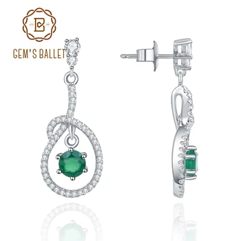 

GEM'S BALLET 925 Sterling Silver Vintage Earrings Natural Green Agate Gemstone Drop Earrings For Women Wedding Fine Jewelry