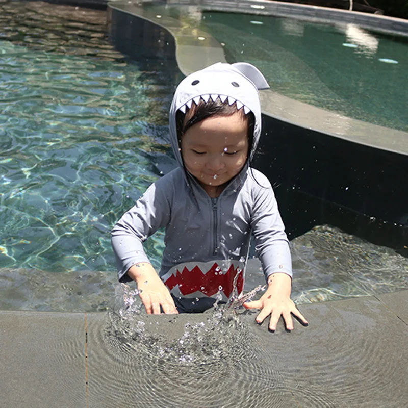 

3-9-Year-Old Cute Cartoon Tour Bathing Suit Children One-piece Shark Men And Women Child Baby Jellyfish Beach Sun-resistant Bath