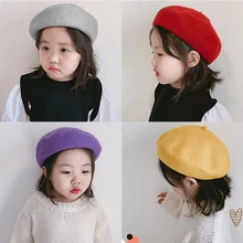 Модная зимняя теплая шляпа для маленьких девочек, вязаные шапочки, толстые шапки, хлопковые береты для маленьких мальчиков, Детская однотонная Повседневная шапка
