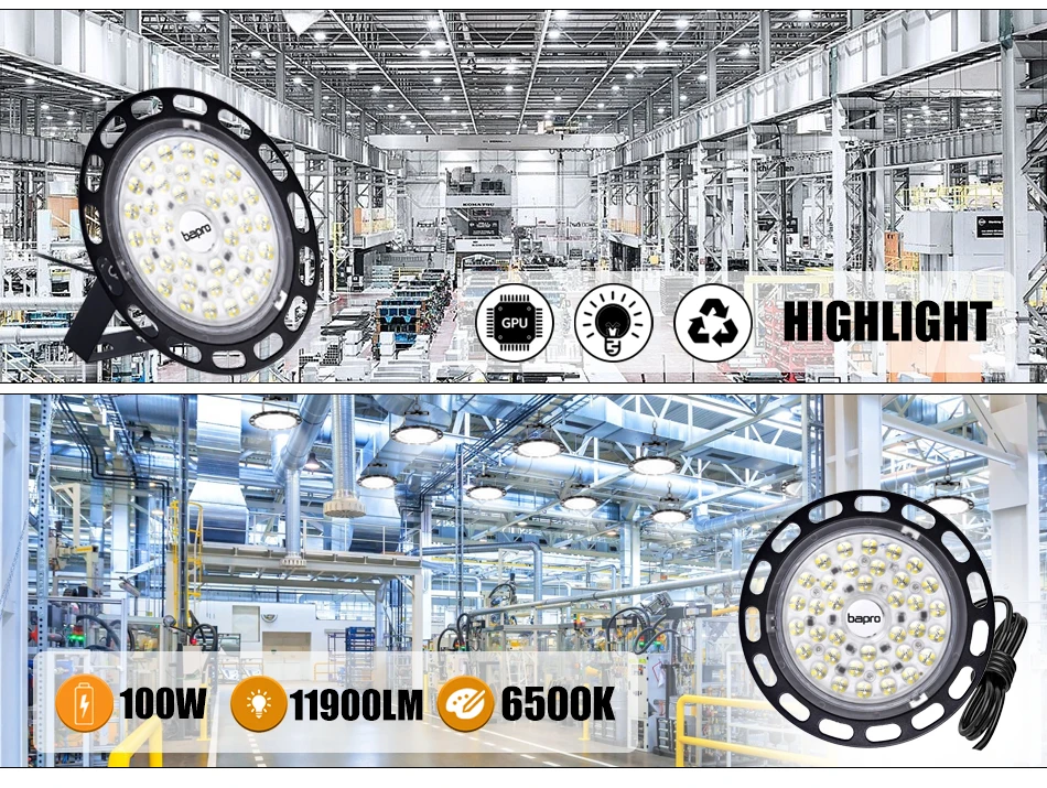 UFO Led High Bay освещение 100 Вт 200 Вт 300 Вт 220 В водонепроницаемое IP44 промышленное освещение склад гараж мастерская Highbay рынок аэропорт