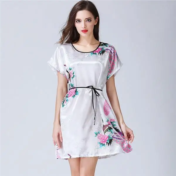 Bride Bridesmaid Wedding Robe Embroidery Kimono Bathrobe Gown Nightgown Casual Satin Short Women Sexy Nightwear Sleepwear Dress