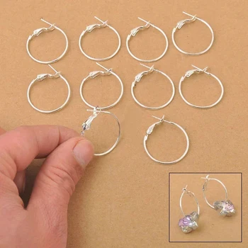 

100 Pcs Accessories 20/25/30/35/40/45MM 925 Sterling Silver Earrings Fittings Top Quality Hanging Circle DIY Jewelry