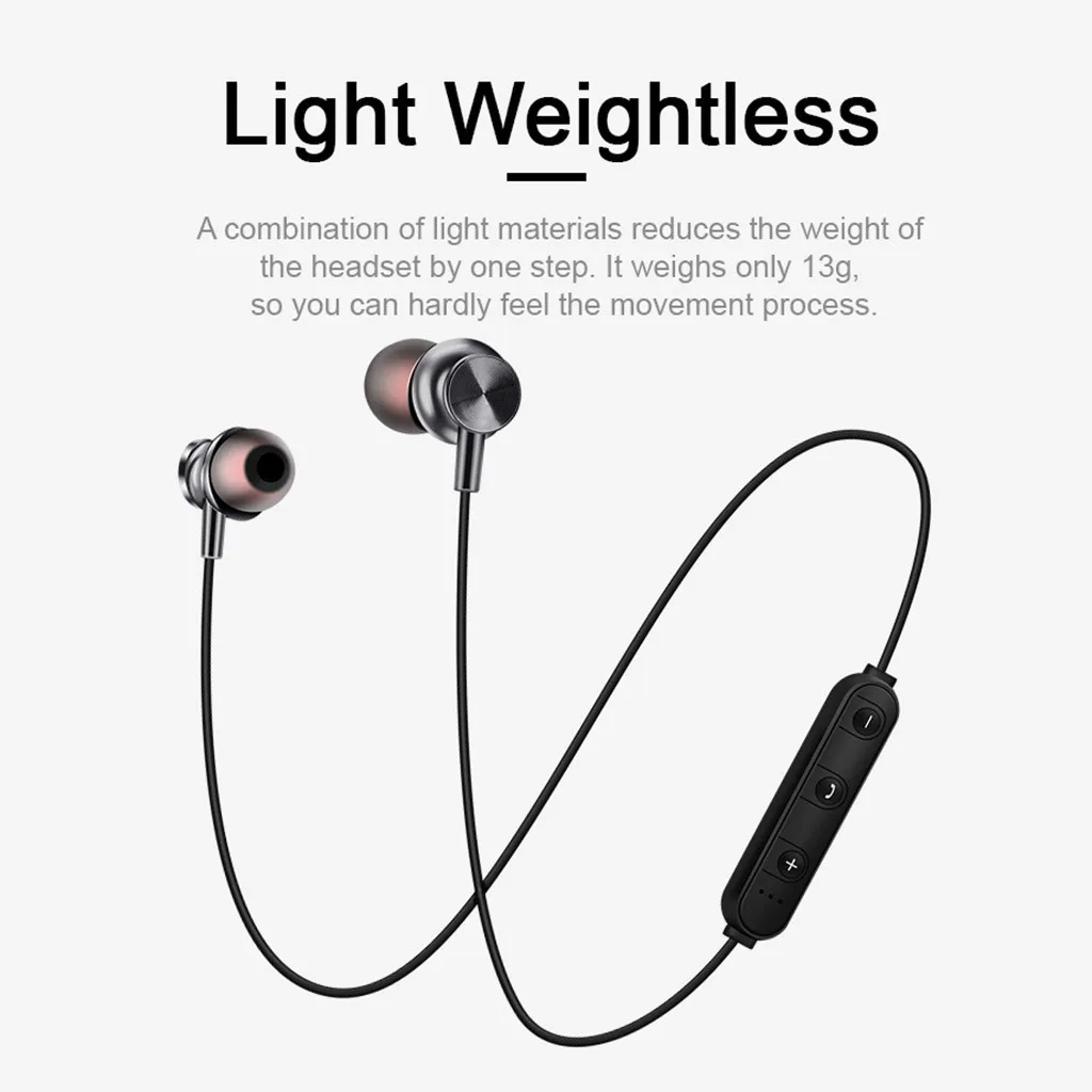 Наушники-вкладыши, магнитные Беспроводные Bluetooth 4,2 наушники, гарнитура, спортивные стерео наушники, наушники-вкладыши, свободные руки с микрофоном