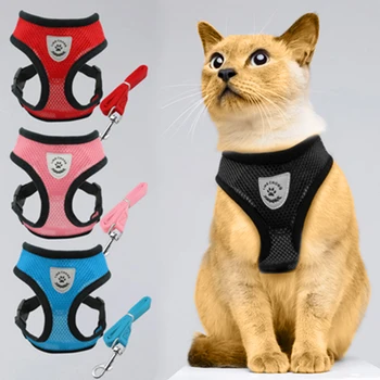 

Breathable Mesh Small Dog Pet Harness and Leash Set Puppy Cat Vest Harness Collar For Chihuahua Pug Bulldog Cat Dropshipping