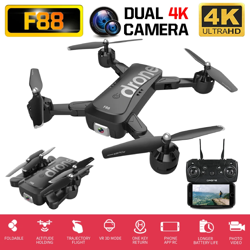 F88 Дрон RC Квадрокоптер складной портативный WiFi Дроны с 4K HD широкоугольная видеокамера режим удержания высоты Дрон игрушки