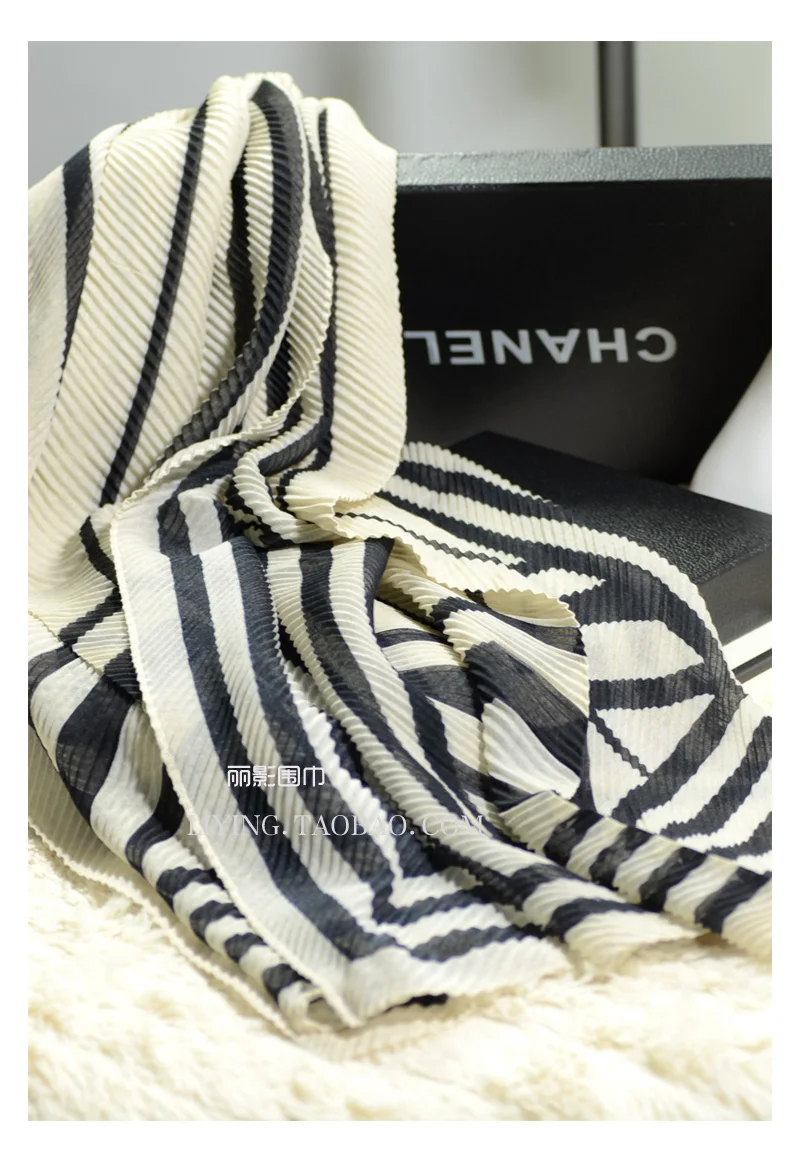 Горячая прямоугольной формы Miyake плиссированные полосатые хлопковые шарфы