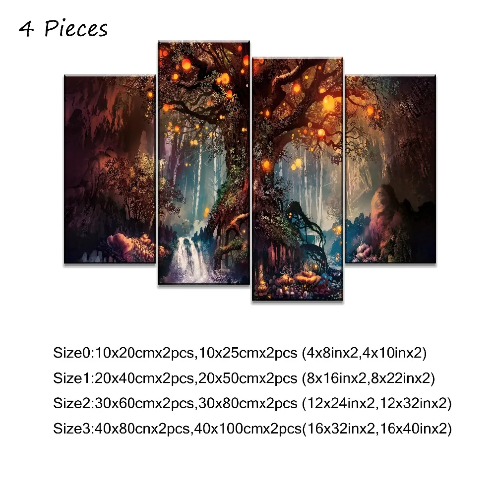5pcs Posters Forest Fantasy Luminous Poster Wall Art Decor Picture Canvas HD Printed Paintings For Living Room Home Decoration (9)