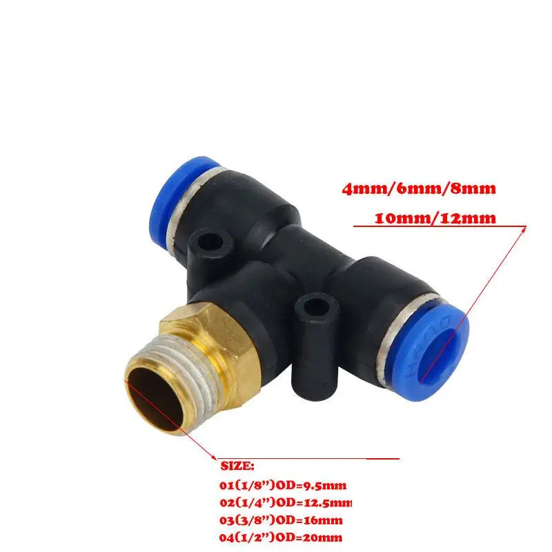 Бесплатная доставка 6 мм 8 10 12 4 шланг Труба 1/8 &quot1/4&quot M5 3/8 &quot1/2&quot Пневматический