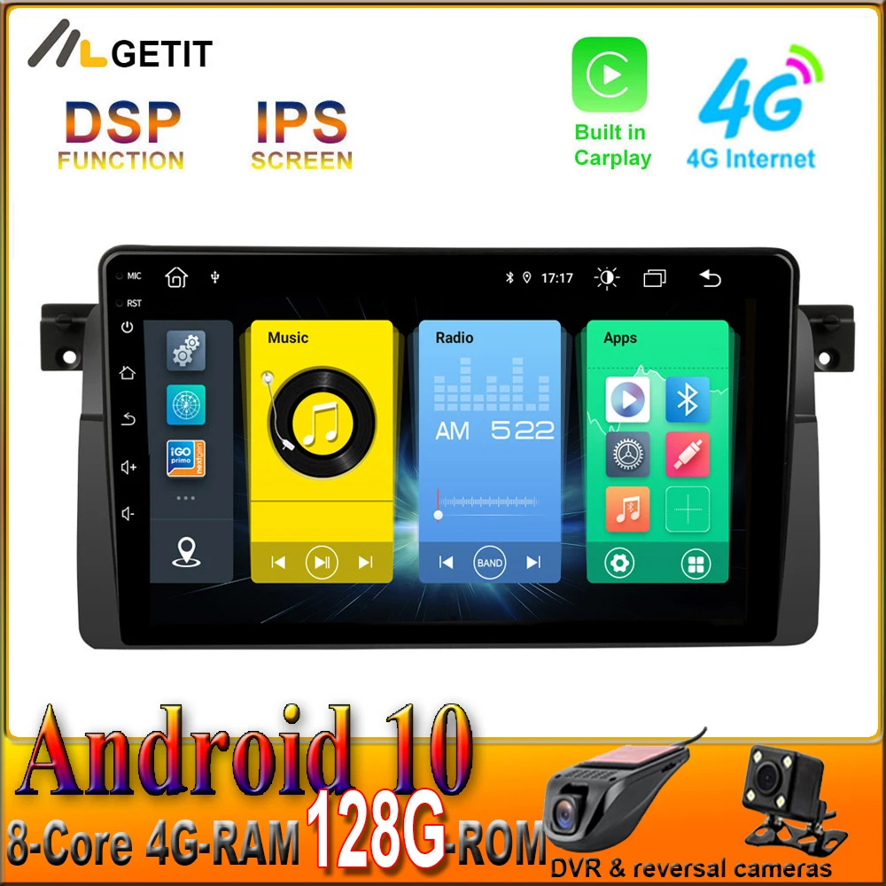 1 DIN CARPLAY DSP 9 дюймов Android 10 автомобиля GPS для BMW E46 M3 автомобиль радио мультимедиа