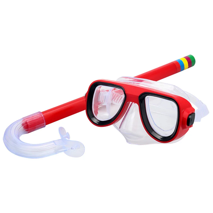 Маска для дайвинга, трубка для детей, противотуманные очки с трубкой, трубочка с очками для напитков, регулируемый ремешок для детей, маска для плавания - Цвет: Red1