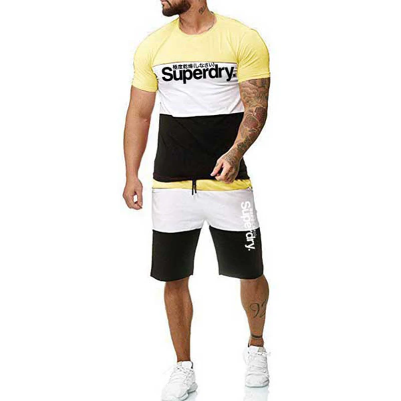 Buena Compra Camisetas de manga corta y pantalones cortos para Hombre, conjunto de 2 piezas, chándal, ropa deportiva, novedad de verano mmQKMzVLLzD