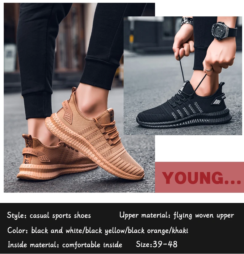 Abhoth Running Shoes Non-Slip Breathable Mesh Lightweight Comfortable Air Sports Shoe Men Walking Leisure Zapatillas Sneakers 48
