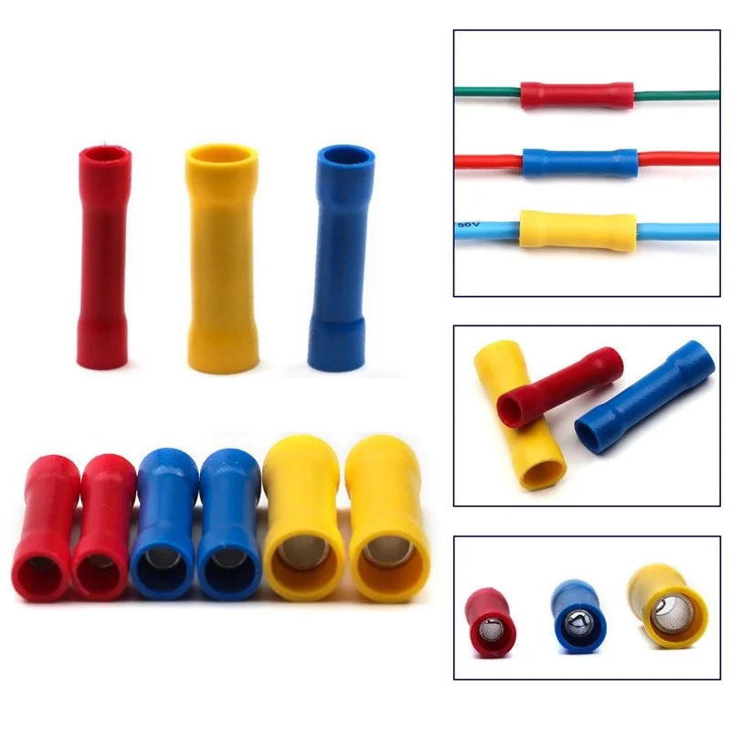 

50/100pcs BV1.25 BV2.5 BV5.5 Insulated Crimp Terminals Electrical Wire Cable Crimping Terminal Connector Set Assortment Kit