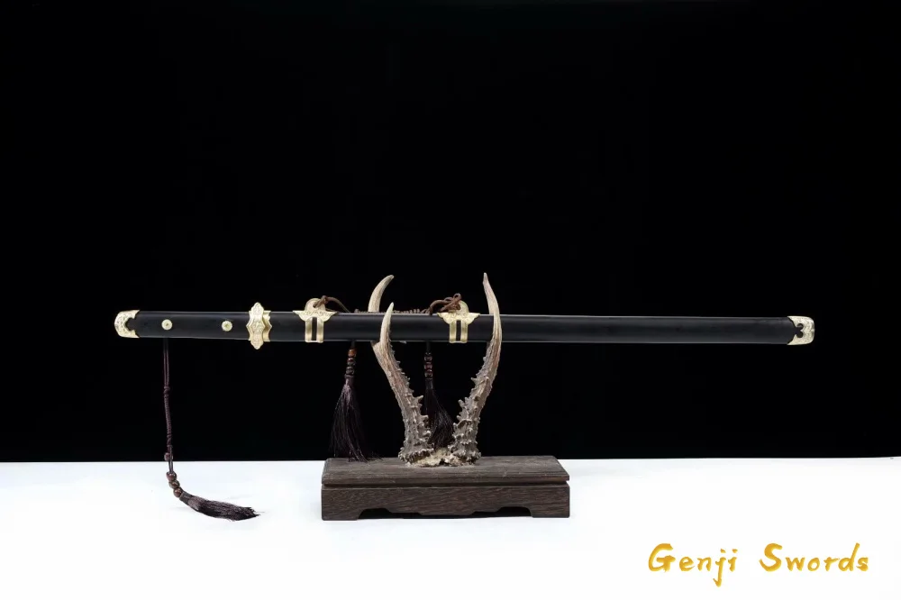 Full Handmade Black Wood Handmade Chinese Tang Dynasty Sword Sharp Balde High Manganese Steel