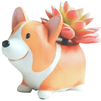 

Creative cartoon Zakka cokedog office potted resin fleshy flowerpot decorations