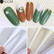1 лист Золотой Серебряный 3D стикер для ногтей Striping Ленточные линии металлические многоразмерные полосы клей для накладных ногтей переводная наклейка маникюрный Декор