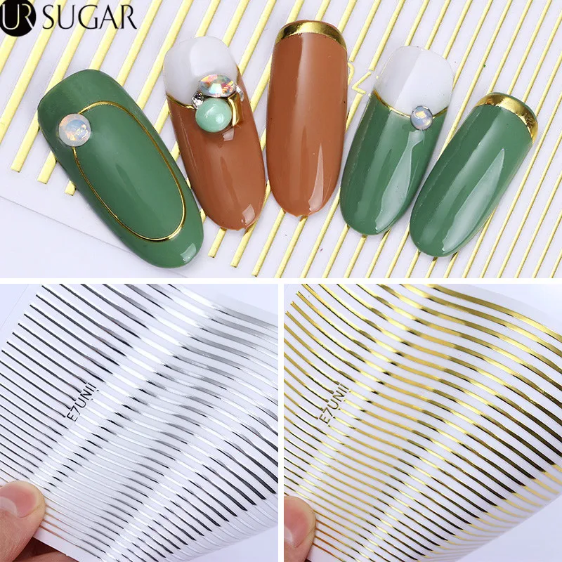 

1 Sheet Gold Silver 3D Nail Sticker Striping Tape Lines Metal Multi-size Strip Nail Art Adhesive Transfer Sticker Manicure Decor