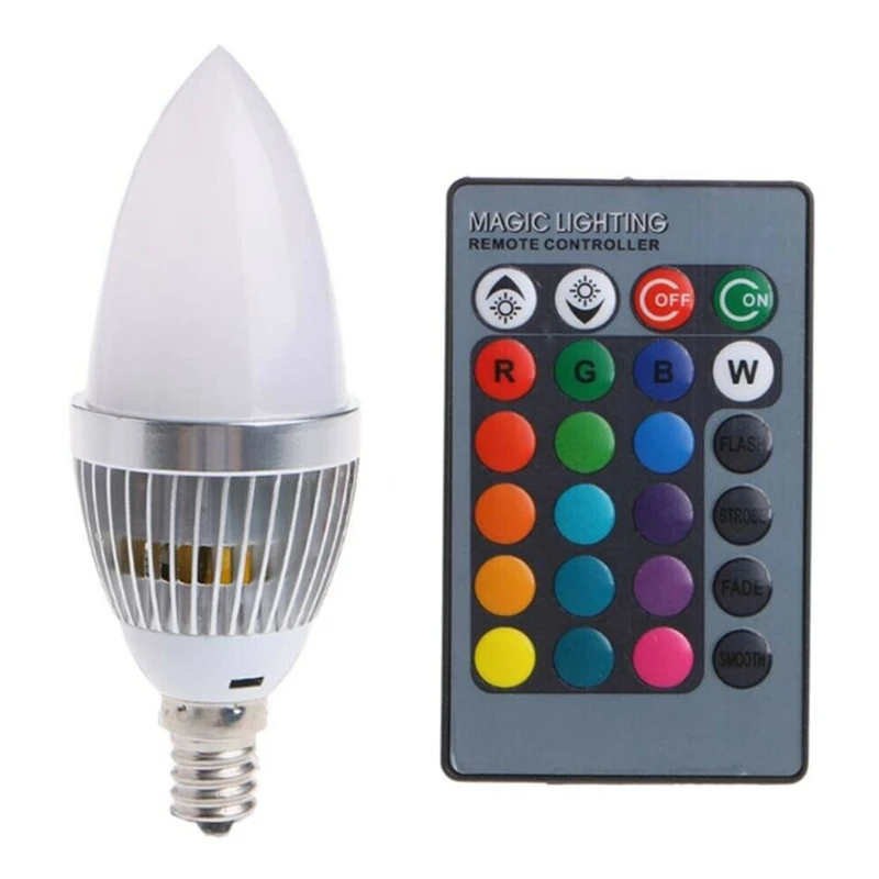 3 Вт умная E12 RGB светодиодная цветная лампа с 24 кнопками дистанционного управления