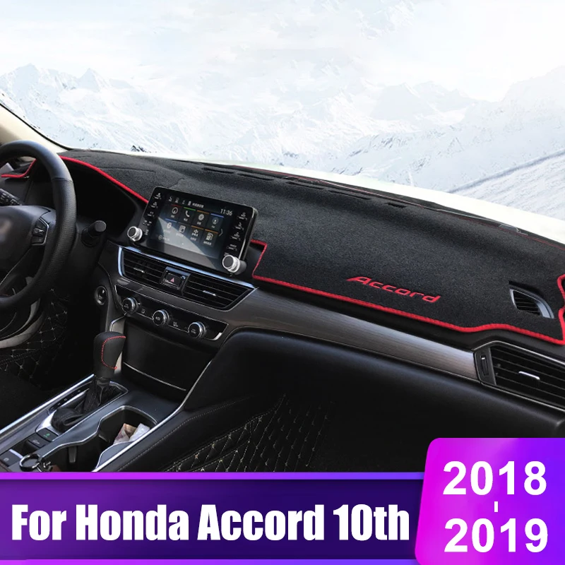 

For Honda Accord 10th 2018 2019 Car Dashboard Cover Mats Avoid Light Pad Instrument Platform Desk Anti-UV Carpets Accessories