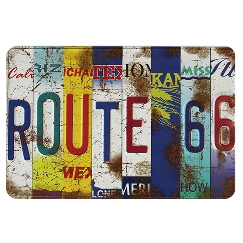 Тёмно-синий Route 66 металлический знак табличка Металл Винтаж жестяной знак паба Настенный декор для бара паба клуба человек пещера металлический плакат - Цвет: Тёмно-синий