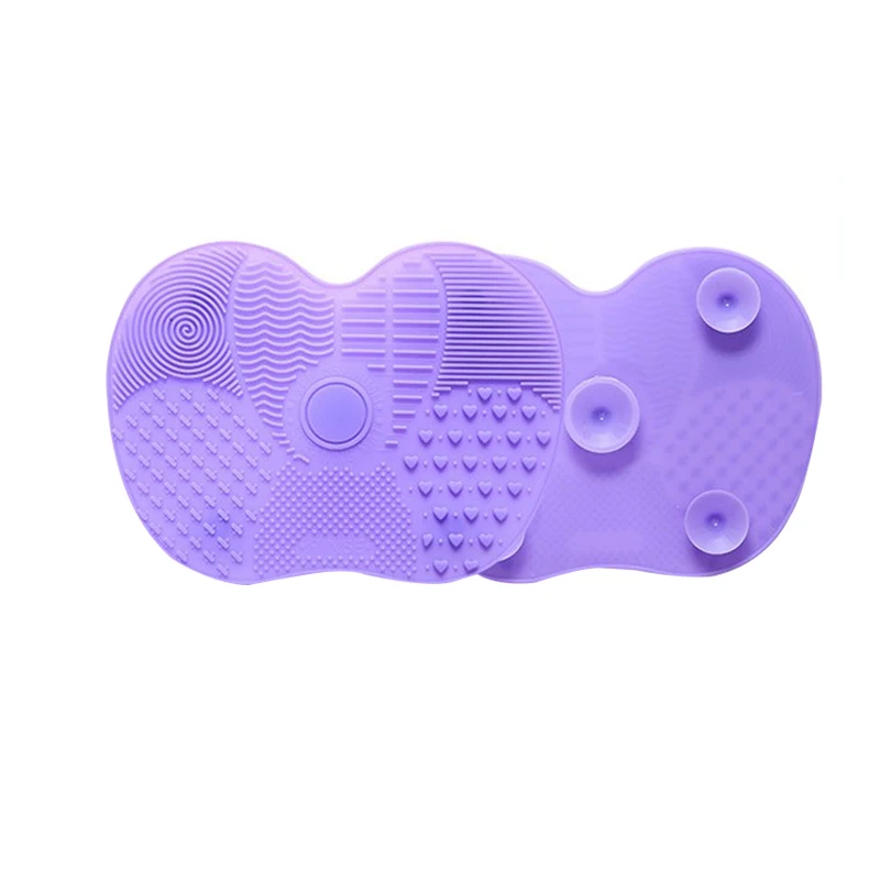Purple Силиконовая Кисть для макияжа коврик для очистки кистей для макияжа чистящий коврик моющие кисти для макияжа чистящее средство скраб доска с присоской - Handle Color: Purple