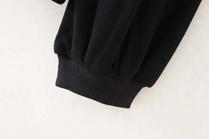 Винтажные черные толстовки для женщин с бантом и круглым вырезом, пуловер с длинными рукавами, Повседневная Свободная кофточка sudadera mujer XZWM19176