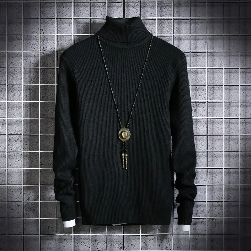 

Autumn/Winter 2020 sweater bunched striped turtleneck sweater slim-fitting fashion sweater for men