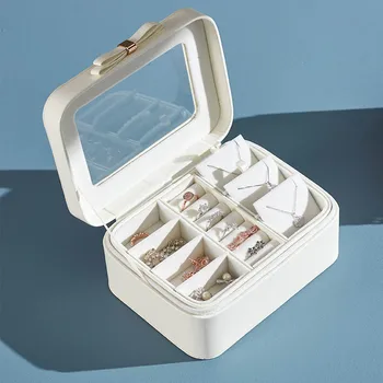 

Portable Jewelry Receiving Box Earrings Ear Pendant Earrings Necklace Fine Finishing Box Small Large-Capacity Dressing Case
