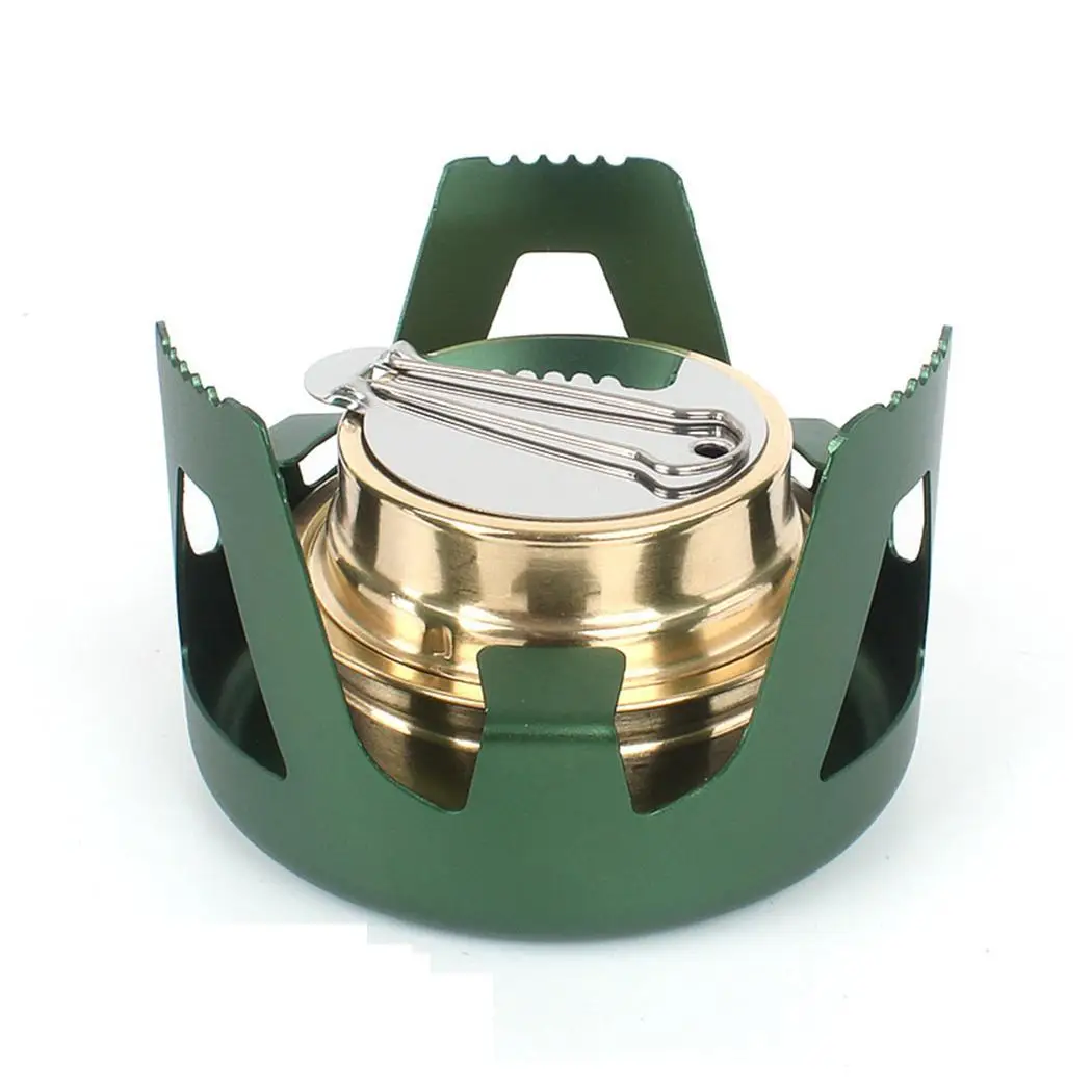 green Outdoor Portable Alcohol Cooker Windproof Mini Tea Cooker Camping 9 min / 500 ml(water) Alcohol Stove - Цвет: green