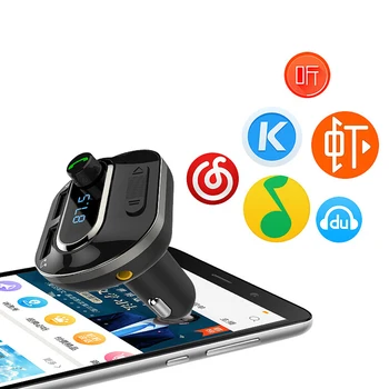

New Multi-function BT FM Transmitter Wireless Transmitter Universal Car Charger with Dual USB Charging Ports MP3 Vehicle Charger