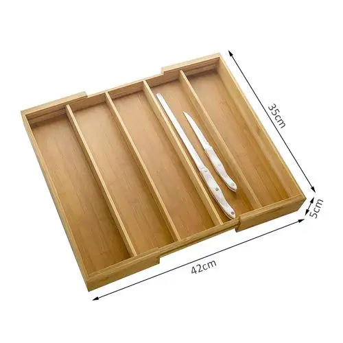Расширяемый бамбуковый поднос для столовых приборов в стиле ретро|Коробки и